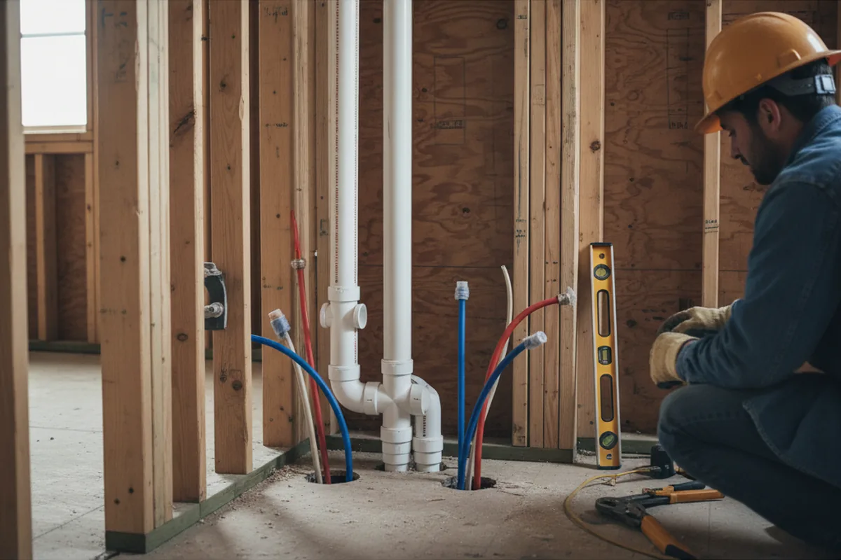 Drain and supply rough-in during Drain Cleaning in Aquasco